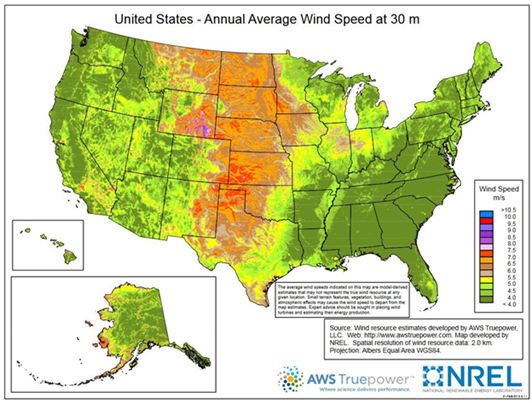 Annual average wind speed