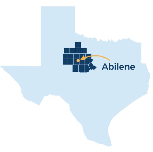 Abiline anchors a 19-county region.