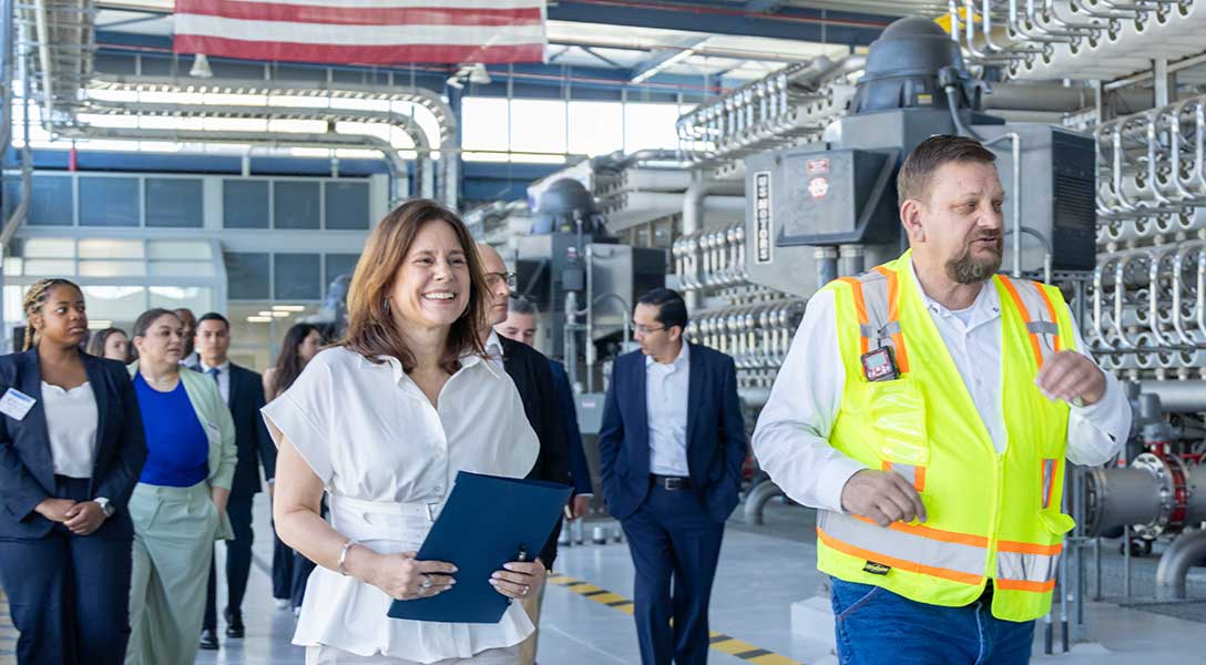 President Logan and other guests from the Dallas Fed are given a tour of El Paso's water desalination plant.
