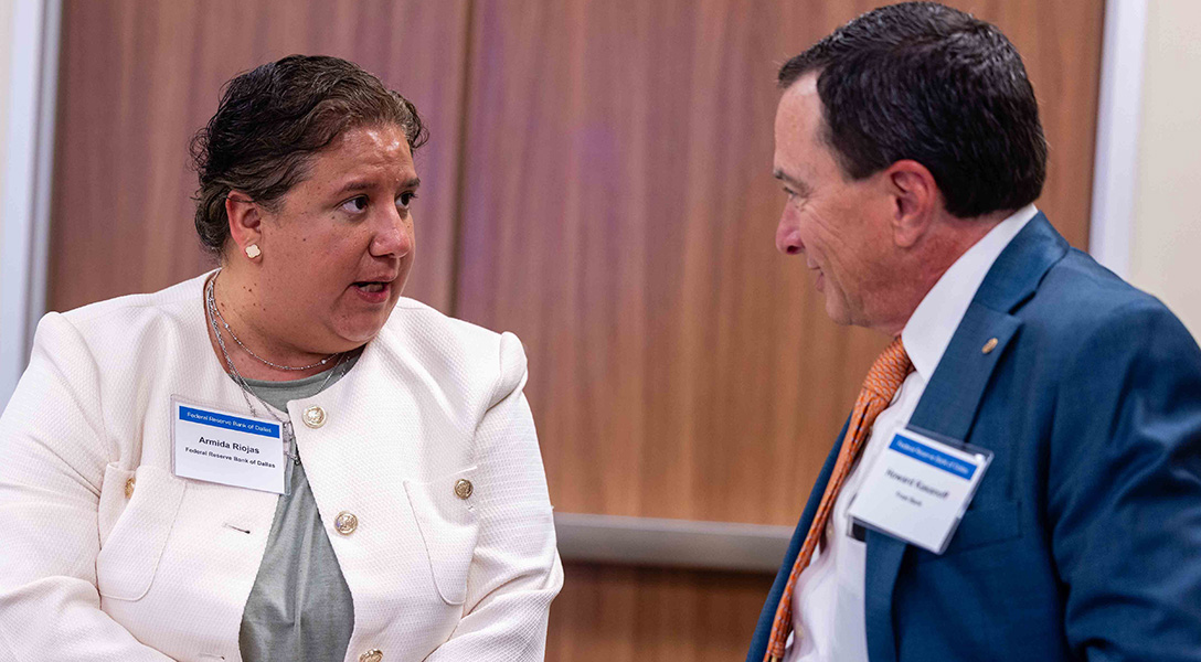 Armida Riojas (left), Dallas Fed assistant vice president and regional vice president, joined President Logan to hear from regional leaders.