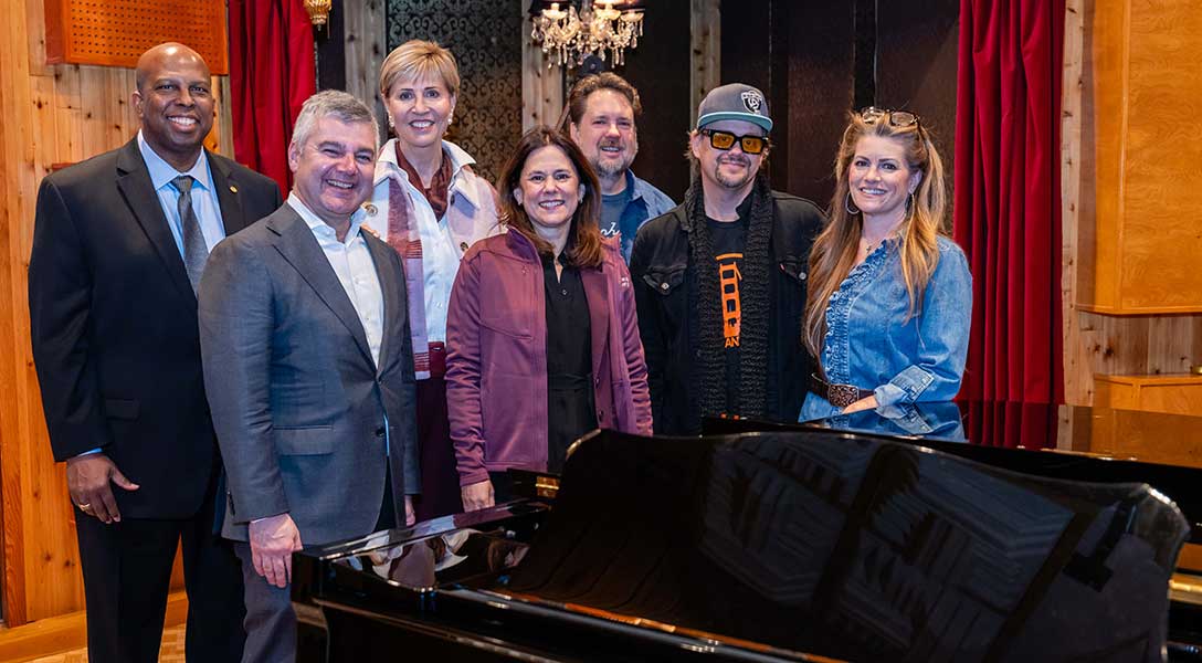 Dallas Fed President Lorie Logan's Denton visit included a tour of the Panhandle House recording studio.