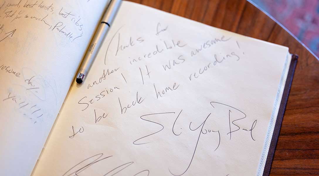 The ELi Young Band is among the acts represented a guestbook commemmorating Panhandle House recording sessions.