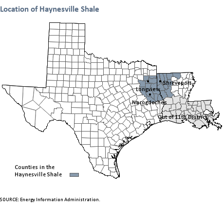 Location of the Haynesville Shale