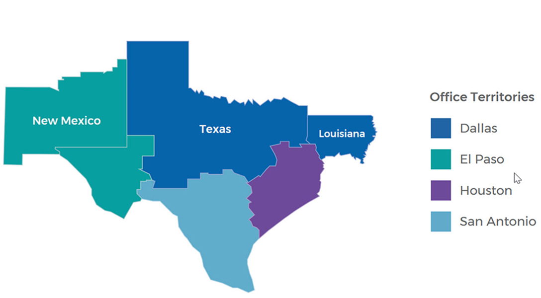 Eleventh Federal Reserve District office territories