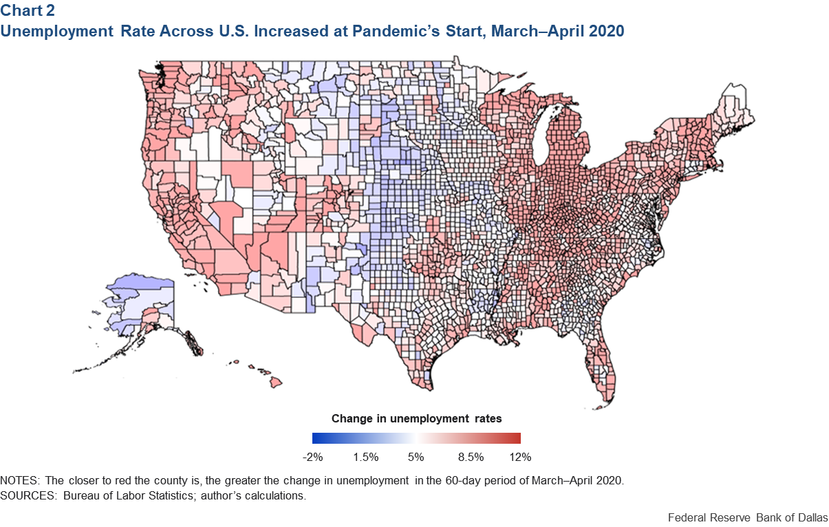 Chart 2: Unemployment Rate Across U.S. Increased at Pandemic's Start, March-April 2020