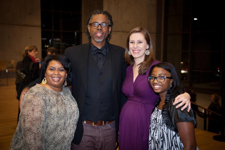 The Dory family with KERA’s Courtney Collins