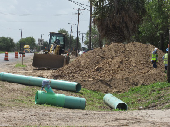 Construction of sewer pipelines to connect local businesses and homes to adequate water and sewer services in a Cameron County colonia
