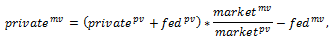 Formula: Market Value of privately held gross federal debt